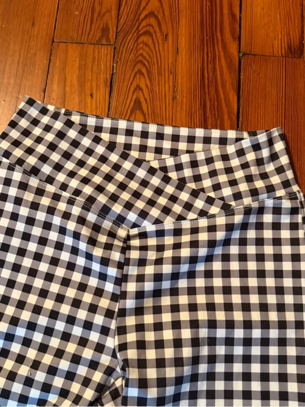 HALARA Gingham Crossover Waist Wide Leg Leggings - Picture 3 of 5